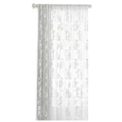 Traditional White Floral Lace Voile Curtain Panel - 57" x 90"