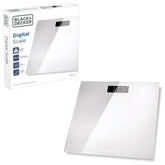 Black + Decker White Digital Bathroom Scale - 170kg, Tempered Glass
