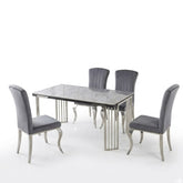 Cindy Grey Sintered Stone Dining Table with Luxury Silver Legs