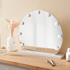 Arched Hollywood LED Vanity Mirror - Lighted Makeup Mirror with Stand