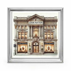 LV Store Silver Step Frame Wall Art 70x70cm Luxury Home Decor Statement