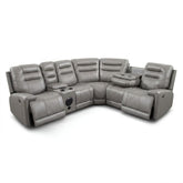 Daytona Grey Electric Leather Corner Recliner - Bluetooth & LED Hub