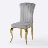 Armenia Light Grey Velvet Dining Chairs - Set of 2 with Gold Legs