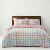 Gaveno Cavailia Pastel Gingham Double Duvet Cover Microfibre Bed Set