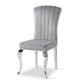 Armenia Light Grey Velvet Dining Chairs - Set of 2 with Silver Legs