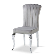 Armenia Light Grey Velvet Dining Chairs - Set of 2 with Silver Legs