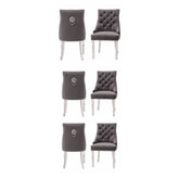 Set of 6 Minister Grey Brushed Velvet Lion Knocker Dining Chairs