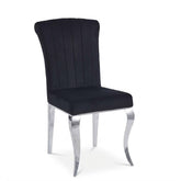 Armenia Black Velvet Dining Chairs - Set of 2 with Polished Silver Legs