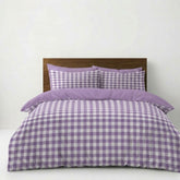 Gaveno Cavailia Lilac Gingham Double Duvet Cover Microfibre Bed Set