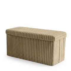 Gaveno Cavailia Natural Ribbed Storage Bench - 2 Seater Foldable Box