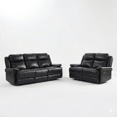 Casper Black Leather 3 and 2 Seater Manual Recliner Sofa Set Pack