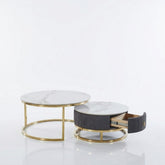 Melrose White Marble Nesting Coffee Tables Set of 2 with Storage