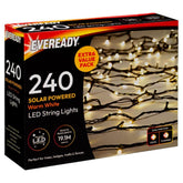 Eveready 240 Warm White LED Solar String Lights - 19.1m Garden Decor