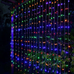 Solar Powered Multicolour LED Curtain Lights - 180cm Garden Backdrop