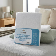 Pure Cotton Terry Waterproof Mattress Protector - 30cm Fitted Skirt