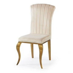 Armenia Cream Velvet Dining Chairs - Set of 2 with Polished Gold Legs