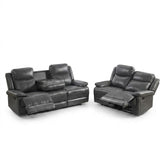 Casper Grey Leather 3 and 2 Seater Manual Recliner Sofa Set Pack