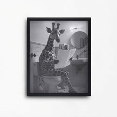 Home Luxe Giraffe Wall Art Black & White 30x40cm Funny Bathroom Prints