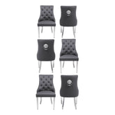 Chicago Black & Gold Ceramic Extending Table & 6 Stanford Grey Chairs