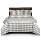 Gaveno Cavailia Natural Gingham Double Duvet Cover Microfibre Set