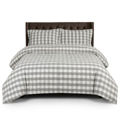 Gaveno Cavailia Natural Gingham Double Duvet Cover Microfibre Set