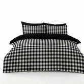 Gaveno Cavailia Black Gingham Double Duvet Cover Microfibre Bed Set
