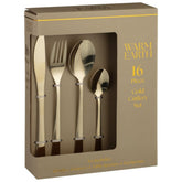 Warm Earth 16-Piece Gold Cutlery Set - Elegant Stainless Steel Dining