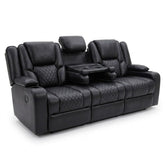 Adorn Black PU Leather Electric Recliner Sofa Set - 3 & 2 Seater