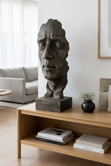 Stone Effect Face Sculpture - 95cm weathered Indoor/Outdoor Bust