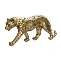 Gold Leopard Desktop Statue - Small Tabletop Animal Figurine Decor