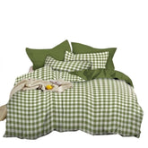 Gaveno Cavailia Green Gingham King Duvet Cover Microfibre Bed Set