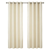 Cream Faux Silk Fully Lined Eyelet Curtains - 1 Pair