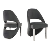 Set of 2 Santorini Grey & Silver Dining Chairs | Luxury Shimmer Fabric