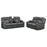 Adorn Grey PU Leather Electric Recliner Sofa Set - 3 & 2 Seater