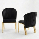 Set of 2 Black Velvet Fabio Dining Chairs with Luxury Gold Frame