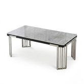 Cindy Grey Sintered Stone Coffee Table - Luxury Silver Geometric Base