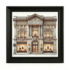 LV Store Black Step Frame Wall Art 70x70cm Luxury Home Decor Statement