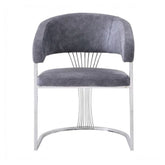 Grey Porado Leatheraire Dining Chair | Silver Frame Luxury Seating
