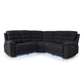 Montana Black Fabric Electric Recliner Corner Sofa with LED & USB