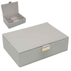 Home Luxe Faux Leather Square Jewellery Box - White (22 x 15 x 6 cm)