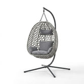 Aura Haus Grey Hanging Nest Egg Chair Garden Swing Stand Cushions