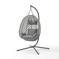 Aura Haus Grey Hanging Nest Egg Chair Garden Swing Stand Cushions