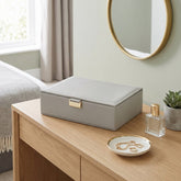 Home Luxe Faux Leather Square Jewellery Box - White (22 x 15 x 6 cm)