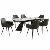 Chicago Cream & Gold Ceramic Extending Table & 6 Stanford Grey Chairs