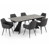 Chicago Grey Ceramic Extending Dining Table & 6 Stanford Grey Chairs