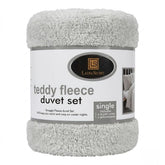 Laura Secret Teddy Fleece Single Duvet Set - Silver Warm Snuggly Bedding