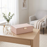 Home Luxe Faux Leather Square Jewellery Organiser Box - Pink (22x15x6)