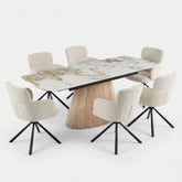 Monaco Pandora Stone Extending Dining Set 6 Tuscany Swivel Chairs