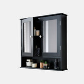Maine Black 2 Door Bathroom Wall Cabinet with Mirrored Doors & Storage