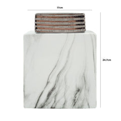 21.5cm White Marble And Silver Ginger Jar